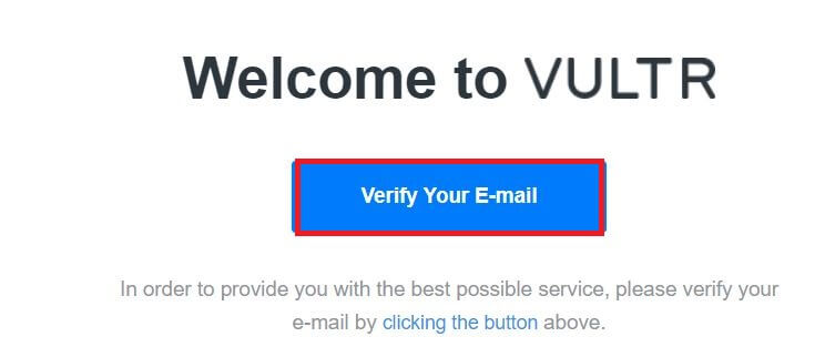 Vultr 이메일 인증화면입니다.
